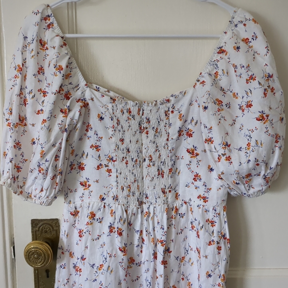 Reformation Harris Gabrielle Linen Mini Dress‎ Puff Sleeve Floral Size 4 - Picture 6 of 12